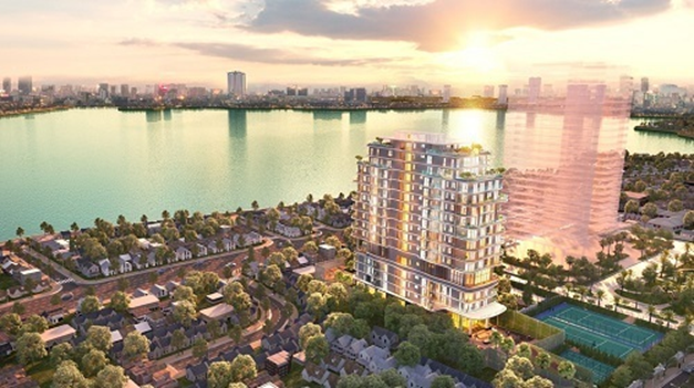 Five Star West Lake lấy &yacute; tưởng thiết kế từ s&oacute;ng nước hồ T&acirc;y.