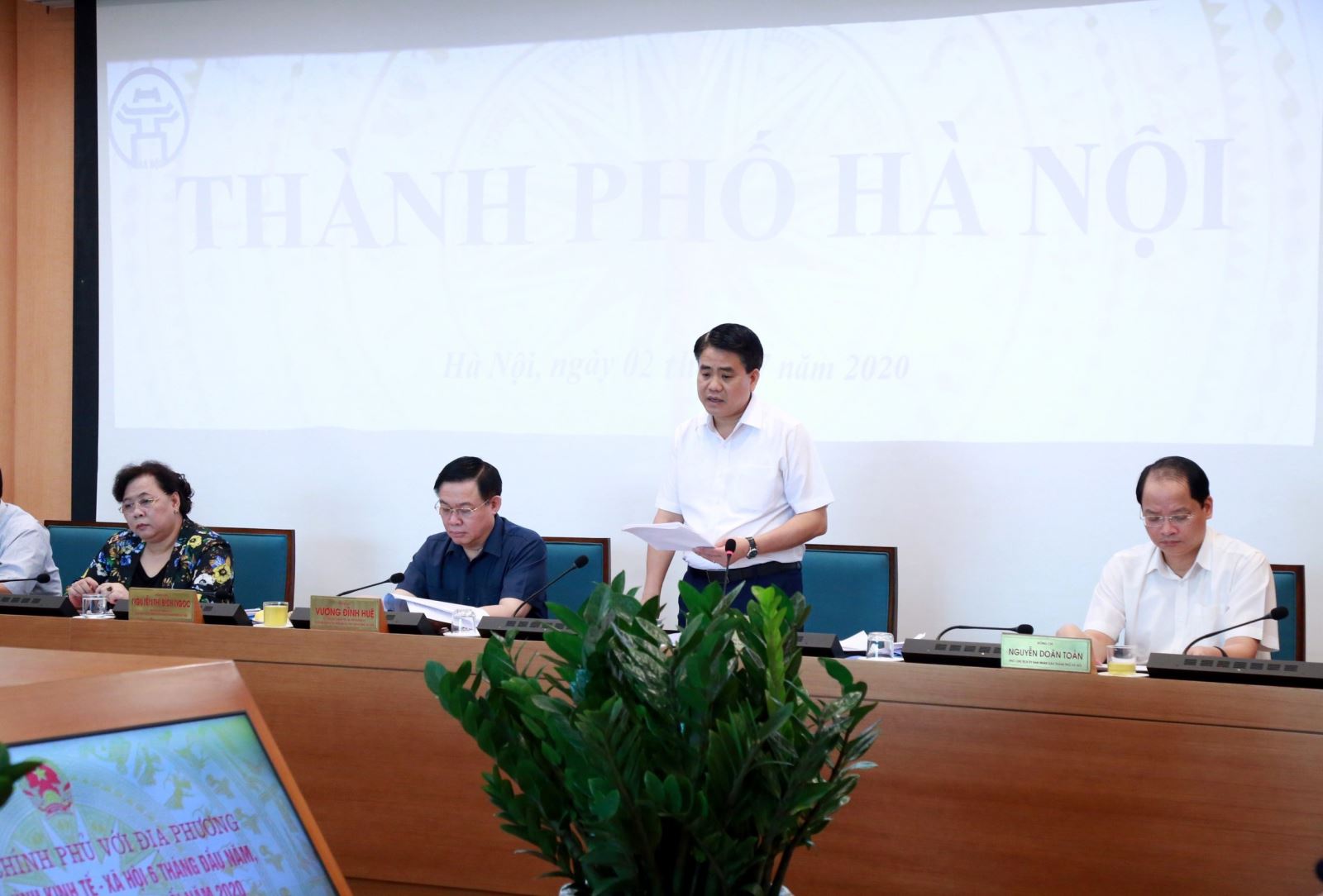 Chủ tịch UBND Th&agrave;nh phố H&agrave; Nội Nguyễn Đức Chung ph&aacute;t biểu &yacute; kiến. Ảnh: Thống Nhất/TTXVN