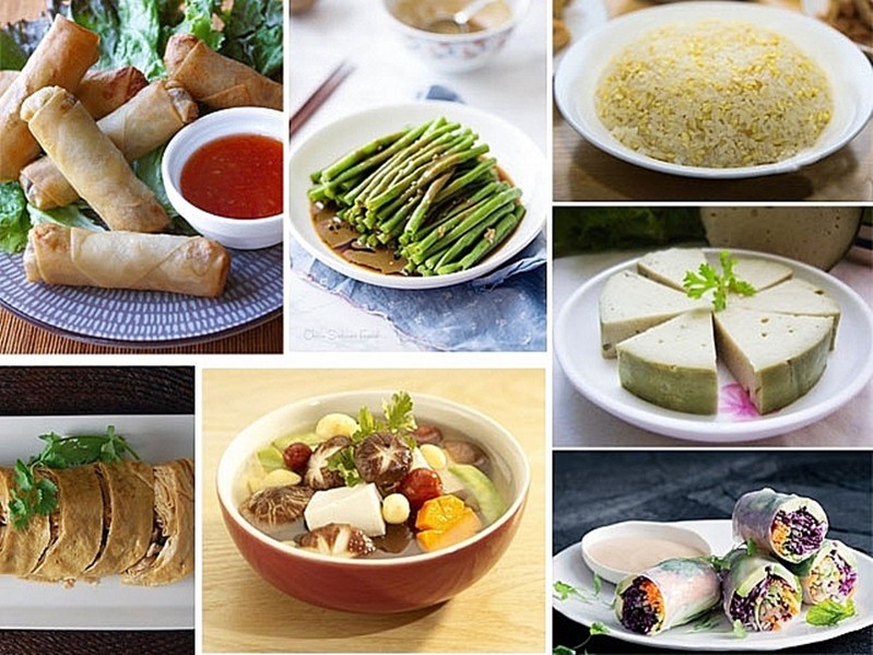 X&ocirc;i đỗ, gi&ograve; chay, nem chay, canh nấm... l&agrave; nững m&oacute;n n&ecirc;n c&oacute; trong m&acirc;m cỗ c&uacute;ng rằm th&aacute;ng 7 - Ảnh minh họa.