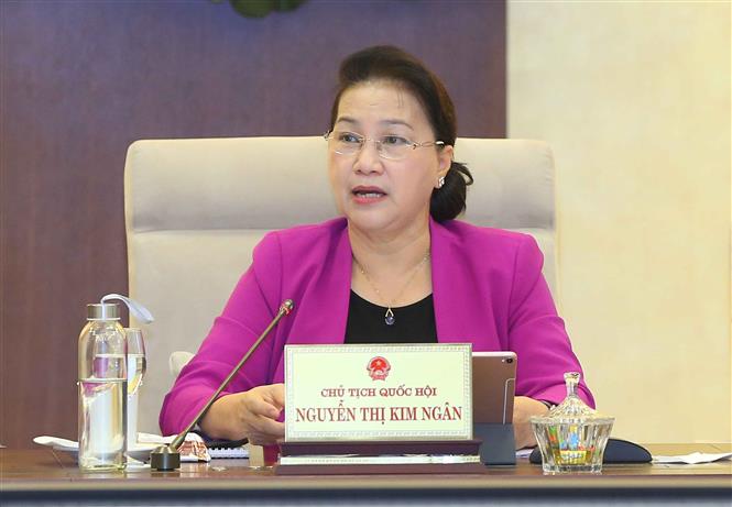 Chủ tịch Quốc hội Nguyễn Thị Kim Ng&acirc;n ph&aacute;t biểu &yacute; kiến. Ảnh: Do&atilde;n Tấn - TTXVN