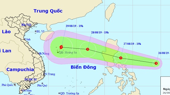 Vị tr&iacute; v&agrave; hướng đi của &aacute;p thấp nhiệt đới (Nchmf)