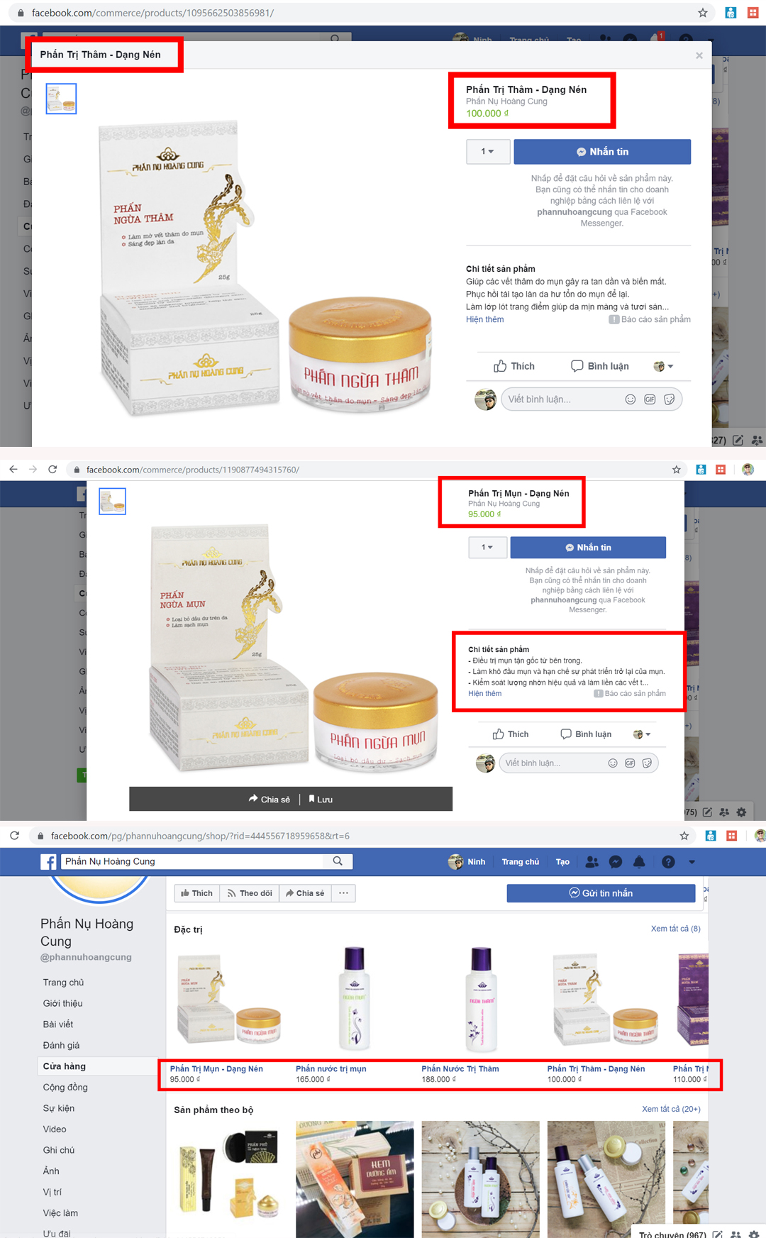 2.H&igrave;nh ảnh 1 số sản phẩm tr&ecirc;n Facebook: https://www.facebook.com/phannuhoangcung/