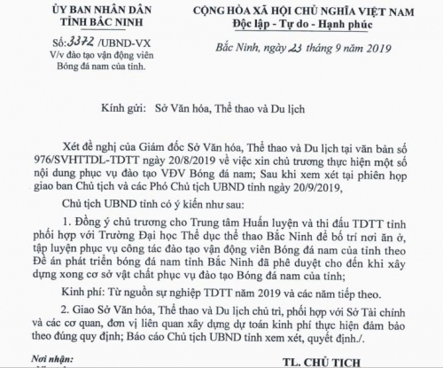 Bắc Ninh chủ trương đào tạo vận động viên bóng đá nam