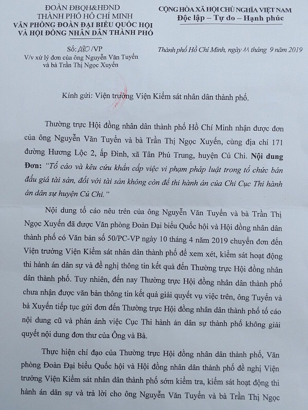 Văn bản của HĐND th&agrave;nh phố Hồ Ch&iacute; Minh