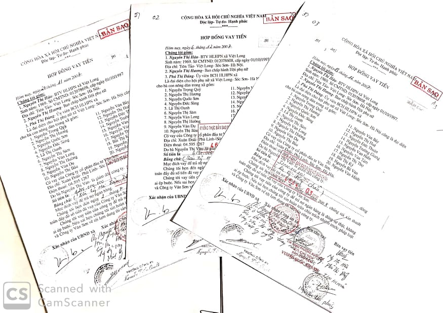 Một trong c&aacute;c hợp đồng vay tiền đều c&oacute; x&aacute;c nhận của UBND, C&ocirc;ng an...x&atilde; Việt Long