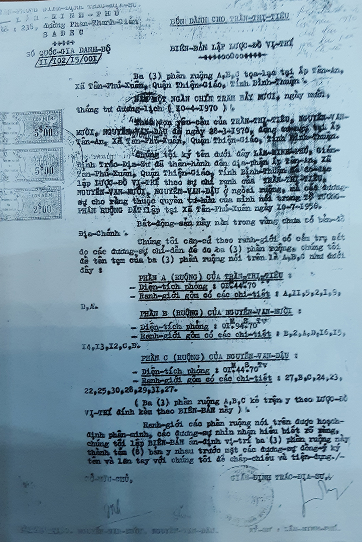 Giấy tờ của chế độ cũ đối với nguồn gốc đất của &ocirc;ng Thảo