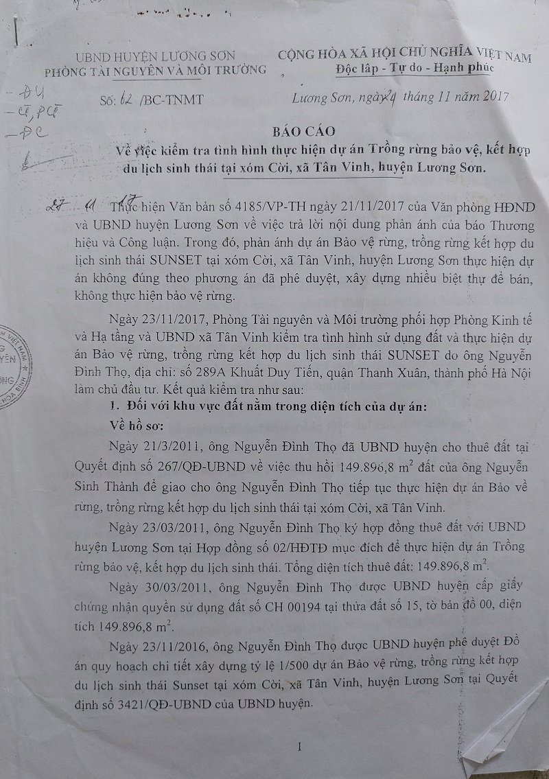 Lương Sơn (Hòa Bình): Nhiều vi phạm tại dự án Bảo vệ rừng, trồng rừng kết hợp khai thác du lịch sinh thái