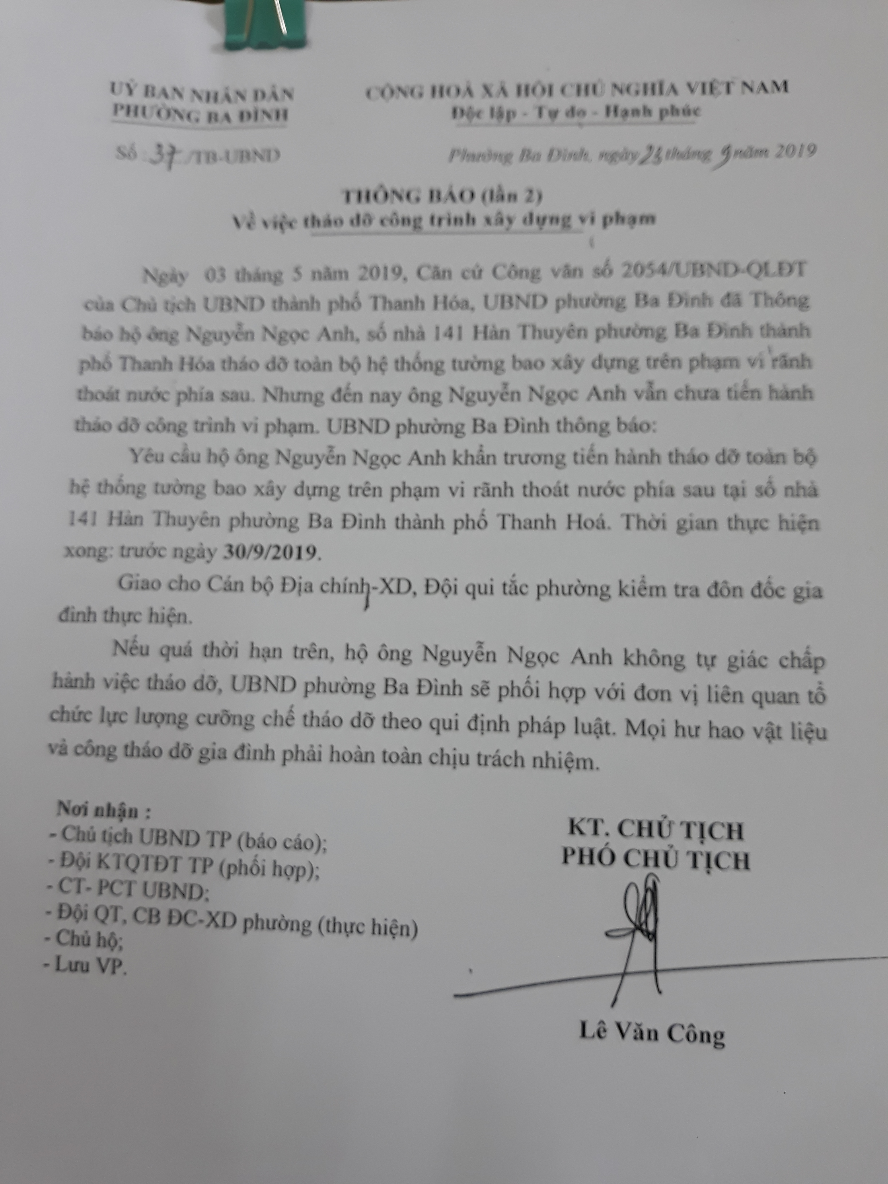 TP Thanh Hóa: Tại sao Chủ tịch UBND phường Ba Đình lại “chống lệnh