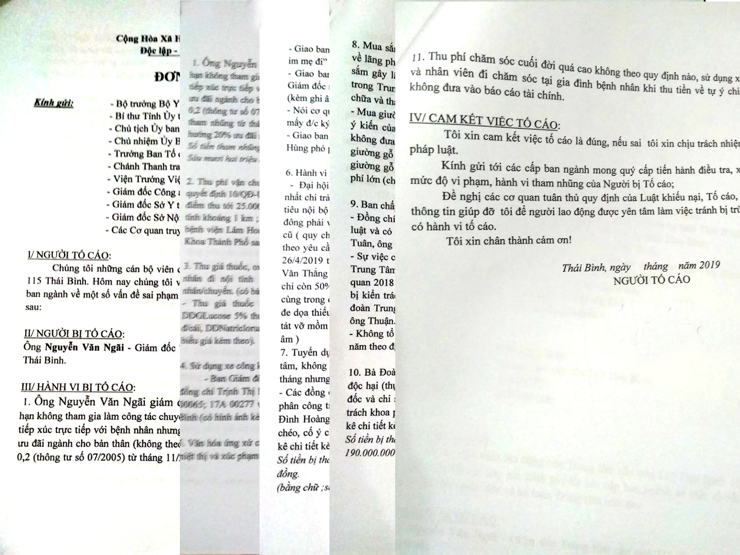 Đơn tố c&aacute;o của c&aacute;n bộ, nh&acirc;n vi&ecirc;n Trung t&acirc;m Cấp cứu 115 Th&aacute;i B&igrave;nh
