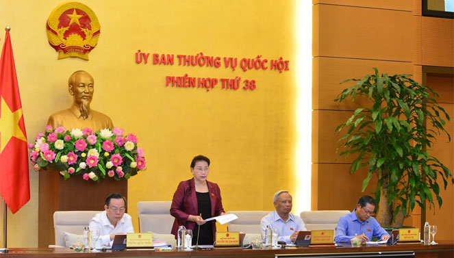 Chủ tịch Quốc hội Nguyễn Thị Kim Ng&acirc;n ph&aacute;t biểu khai mạc.