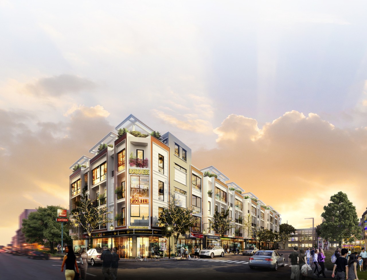 Một g&oacute;c khu shophouse sầm uất