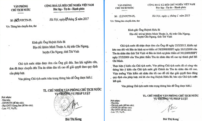 &Ocirc;ng Bi x&uacute;c động v&agrave; trao 2 văn bản n&ecirc;u &yacute; kiến của Chủ tịch nước cho ph&oacute;ng vi&ecirc;n.