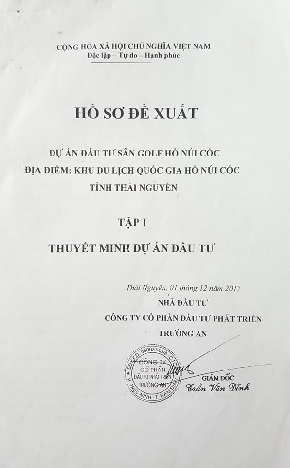 Trần Văn Dĩnh đề xuất dự &aacute;n s&acirc;n golf Hồ N&uacute;i Cốc trong khi s&acirc;n golf Kim Bảng đang d&iacute;nh sai phạm