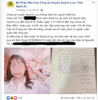 Nghệ An: Bà mẹ bất ngờ tìm thấy con gái 15 tuổi sau nhiều ngày mất tích