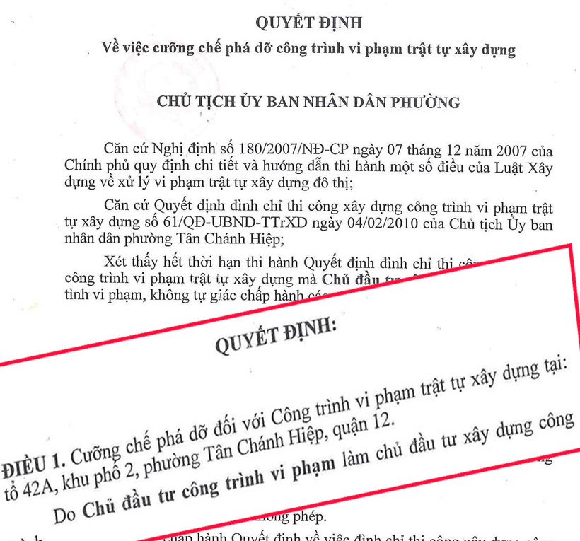 Quyết định số 68 ng&agrave;y 8/2/2010 của UBND phường T&acirc;n Ch&aacute;nh Hiệp kh&ocirc;ng c&oacute; nội dung n&agrave;o về đối tượng bị cưỡng chế. Bằng cớ dấu hiệu oan sai cho gia đ&igrave;nh b&agrave; Phạm Thị Qu&yacute;.