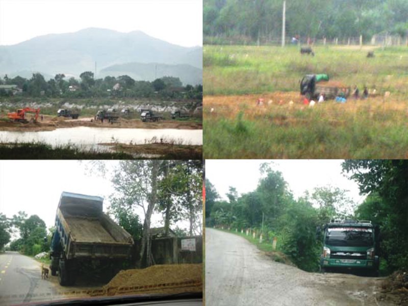 Hiện trường khai th&aacute;c c&aacute;t tại x&atilde; Hương Trạch, huyện Hương Kh&ecirc;.