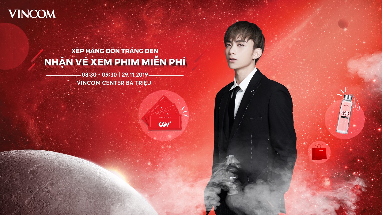 Ca sĩ Soobin Ho&agrave;ng Sơn l&agrave;m n&oacute;ng kh&ocirc;ng kh&iacute; xếp h&agrave;ng săn sale Black Friday tại Vincom Center B&agrave; Triệu