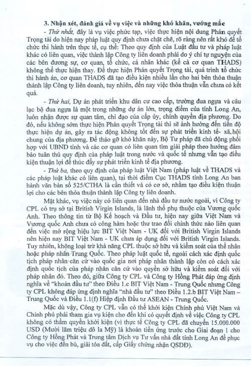 Viết tiếp bài “Vụ tranh chấp Dự án Khu dân cư cao cấp và Trường đua ngựa 500ha ở Long An”: Cảnh báo việc can thiệp trái pháp luật vào tranh chấp doanh