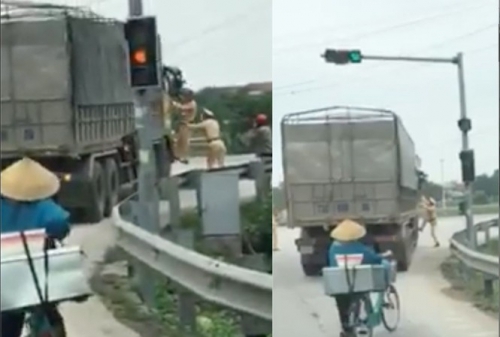 Nghệ An: Bị kiểm tra, tài xế xe tải nhấn ga đâm vào CSGT rồi bỏ chạy