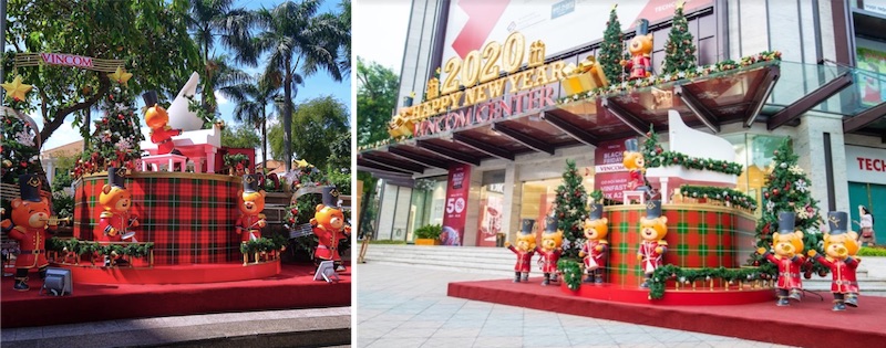 D&agrave;n qu&acirc;n nhạc gấu mang kh&ocirc;ng kh&iacute; lễ hội tới Vincom
