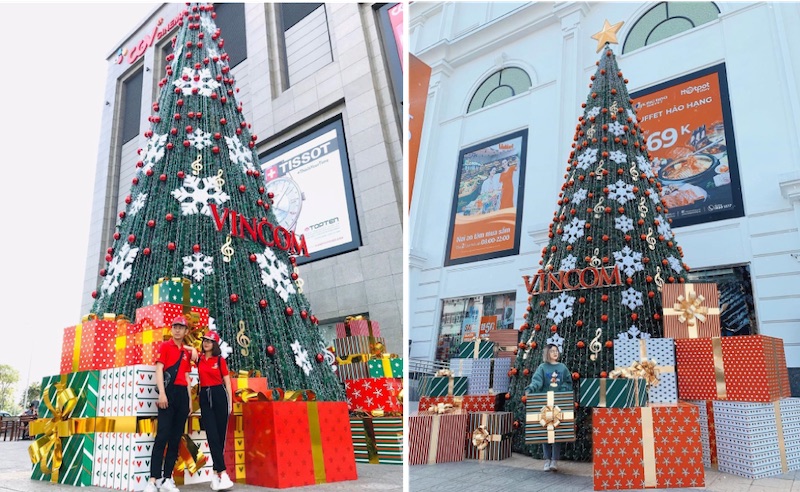 Kh&aacute;ch h&agrave;ng n&ocirc; nức chia sẻ h&igrave;nh ảnh tr&ecirc;n instagram check in c&ugrave;ng c&acirc;y th&ocirc;ng Noel tại c&aacute;c TTTM Vincom tr&ecirc;n khắp 40 tỉnh th&agrave;nh tr&ecirc;n cả nước (Nguồn: ng.cc2k, _niheo)
