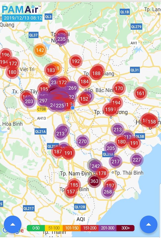 &ocirc; nhiễm m&ocirc;i trường H&agrave; Nội nhiều ng&agrave;y ở mức t&iacute;m g&acirc;y nguy hại cho sức khỏe con người