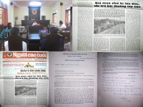 Bà Lê Thị Thập, ở xã Thạch Đài, huyện Thạch Hà, tỉnh Hà Tĩnh: Sau nhiều năm đi đòi công lí chỉ nhận được bản án “vòng vo”