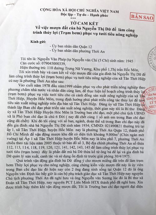 TP Hồ Chí Minh: Bao giờ  lãnh đạo quận 12 giải quyết cho cụ bà vợ Liệt  sĩ?