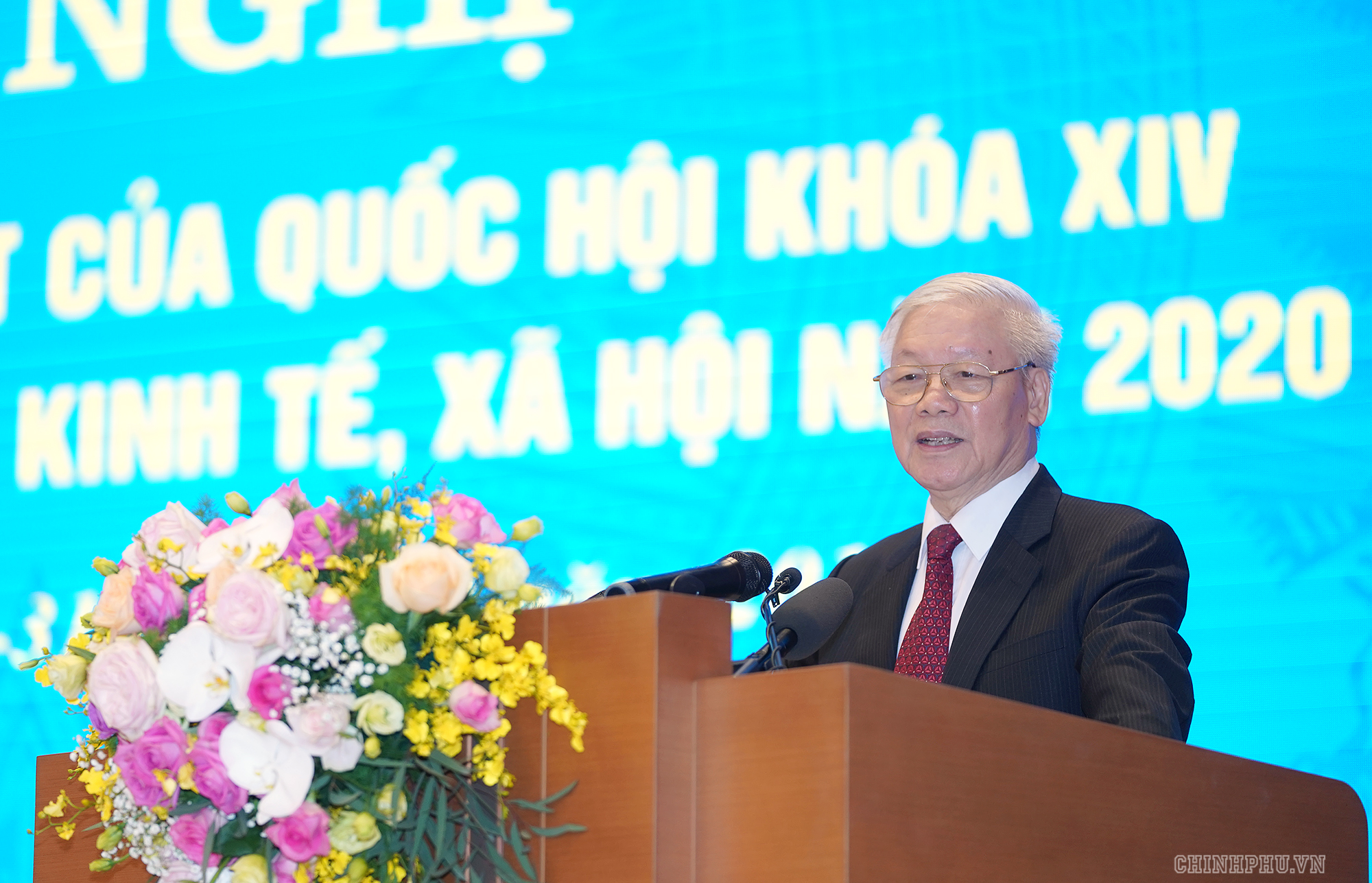 Tổng B&iacute; thư, Chủ tịch nước Nguyễn Ph&uacute; Trọng ph&aacute;t biểu. Ảnh: VGP/Quang Hiếu