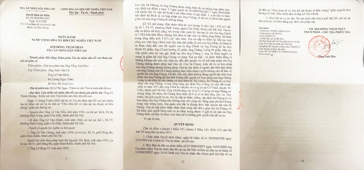 Hà Nội:  Công lí đã trở về sau 10 năm thay mẹ đề nghị giám đốc thẩm vụ án dân sự