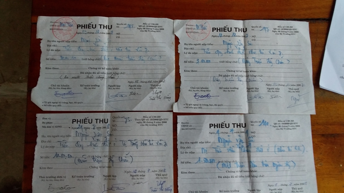  Phiếu nộp tiền đấu giá  đất của ông Nguyễn Văn Sơn do UBND xã Nam Thái thu năm 2007