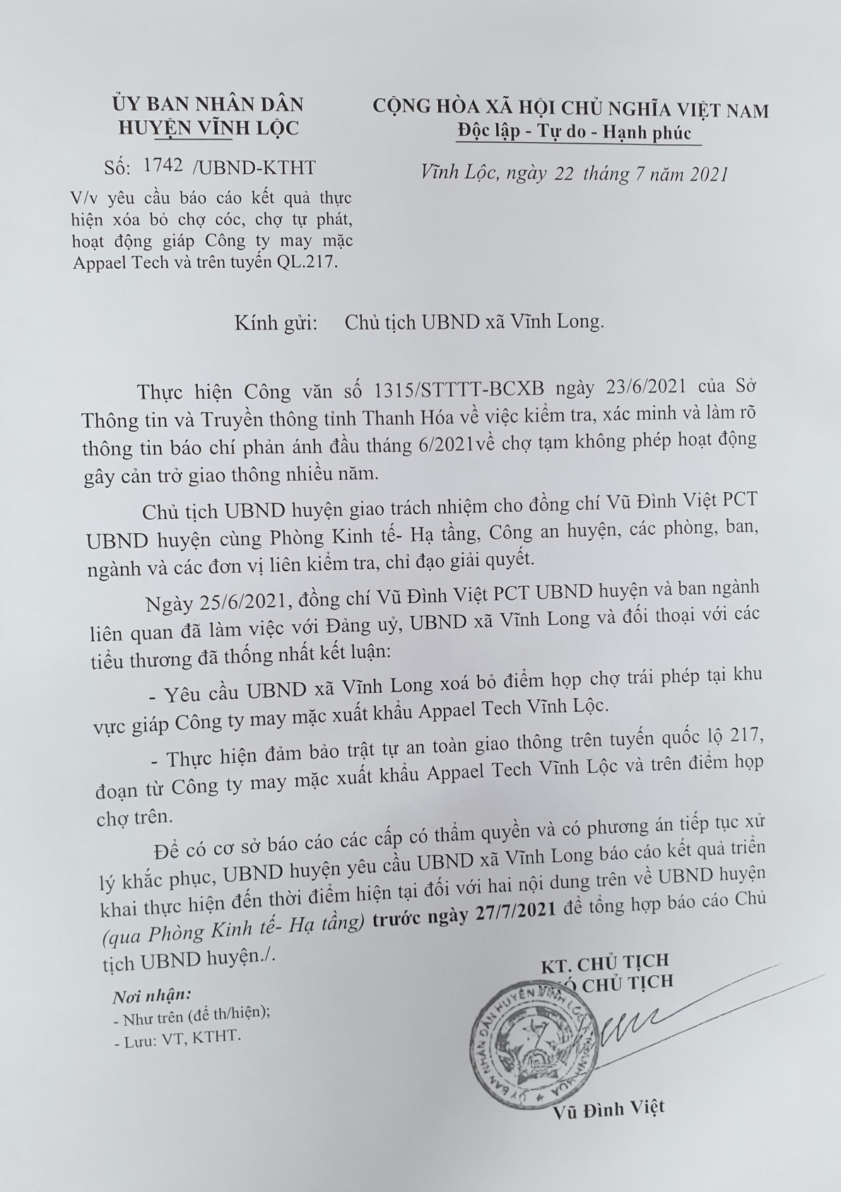 Huyện Vĩnh Lộc, tỉnh Thanh Hóa: Chợ tạm không phép vẫn ngang nhiên hoạt động