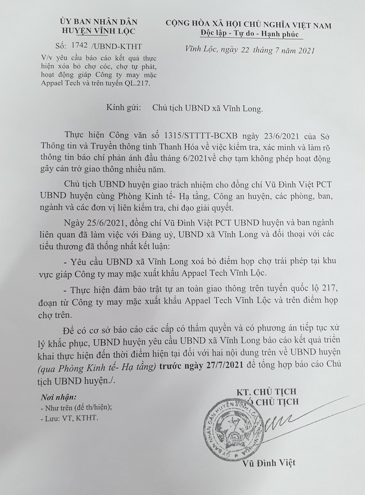 Huyện Vĩnh Lộc (Thanh Hóa): Chợ tạm không phép vẫn hoạt động ngang nhiên, chính quyền bất lực hay dung túng…