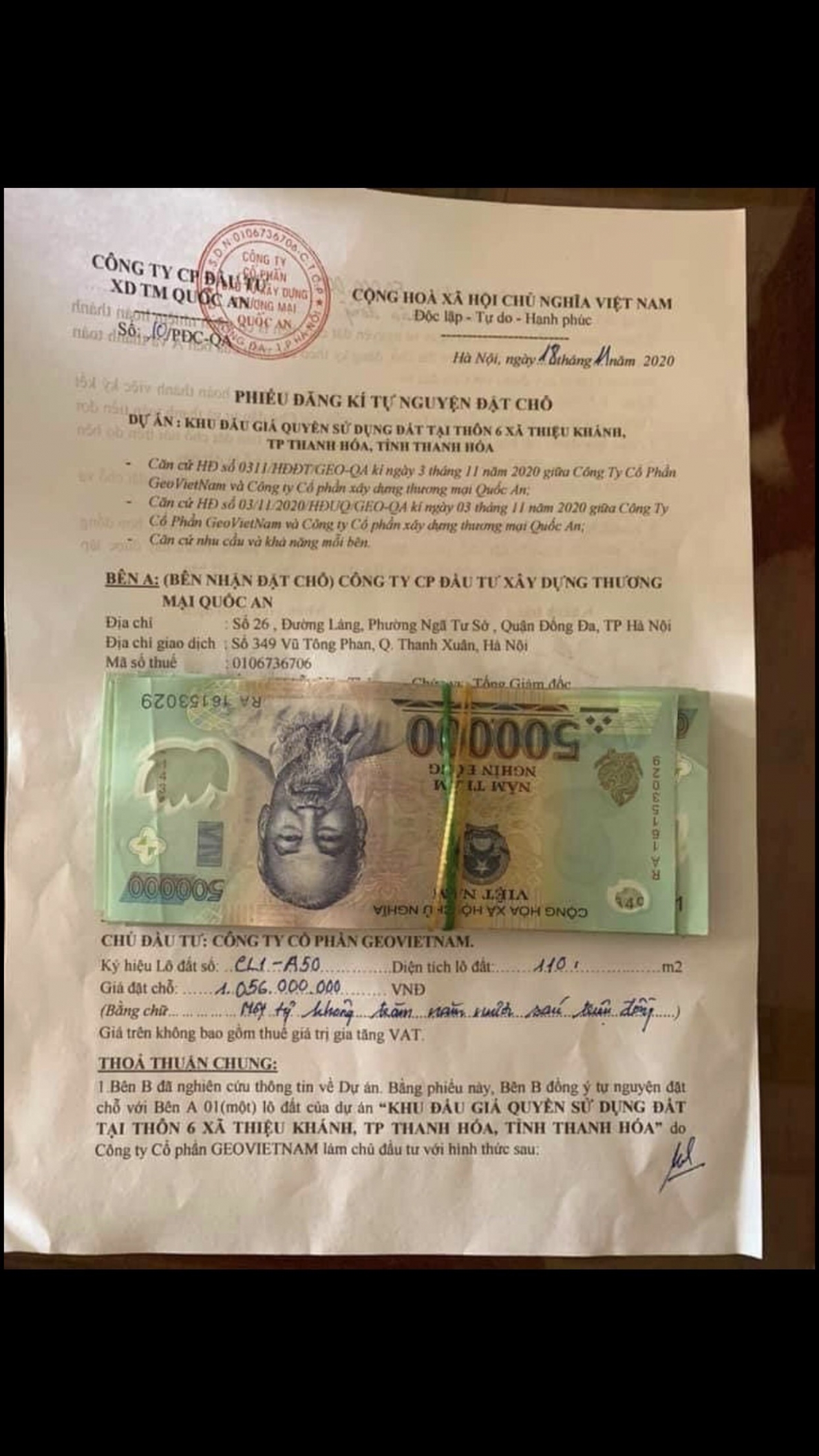 Công ty GEOVIETNAM  rao bán “lúa non”  tại mặt bằng 4961