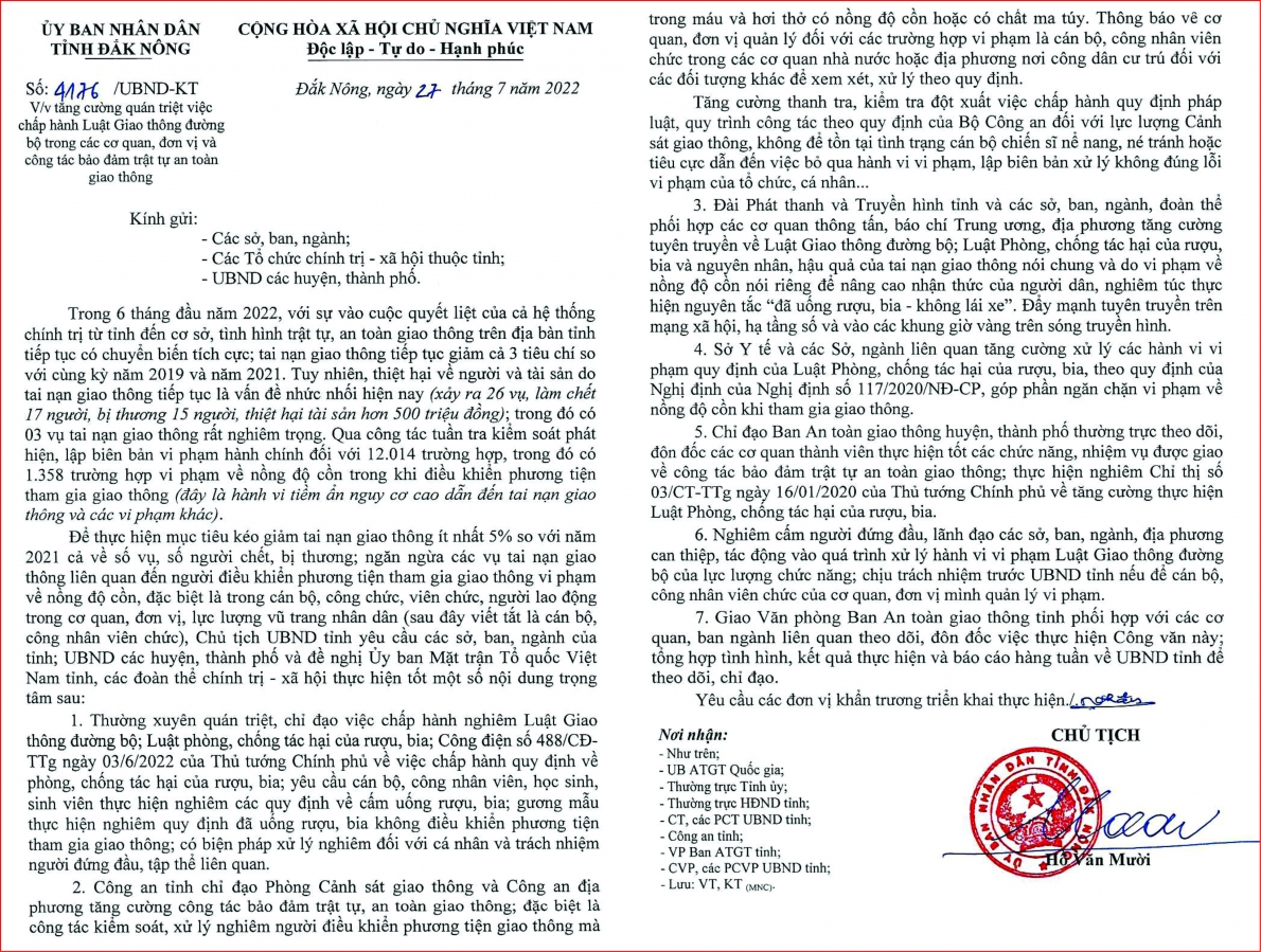 Đắk Nông: Nghiêm cấm lãnh đạo tác động vào quá trình xử lý vi phạm giao thông