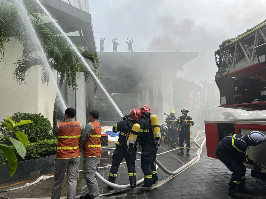 Diễn tập PCCC và cứu nạn tại khách sạn có khách quốc tế lưu trú dịp SEA Games 31