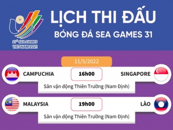 Lịch thi đấu bóng đá SEA Games 31 hôm nay 11/5: U23 Malaysia đấu U23 Lào