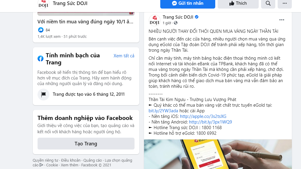 Ngày vía Thần Tài 2021: Người dân chuyển sang mua vàng online để phòng dịch Covid-19