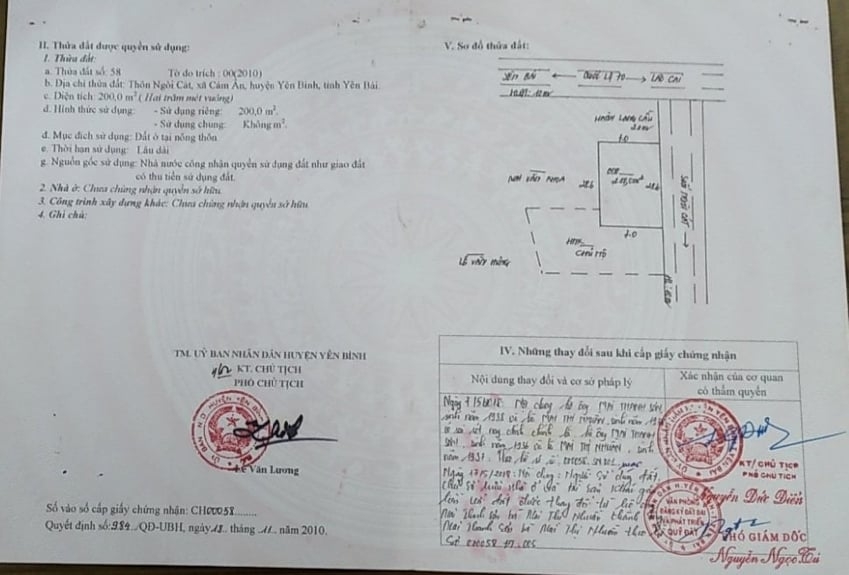 Giấy chứng nhận quyền sử dụng đất của hộ gia đình bà Mai Thị Nhuần