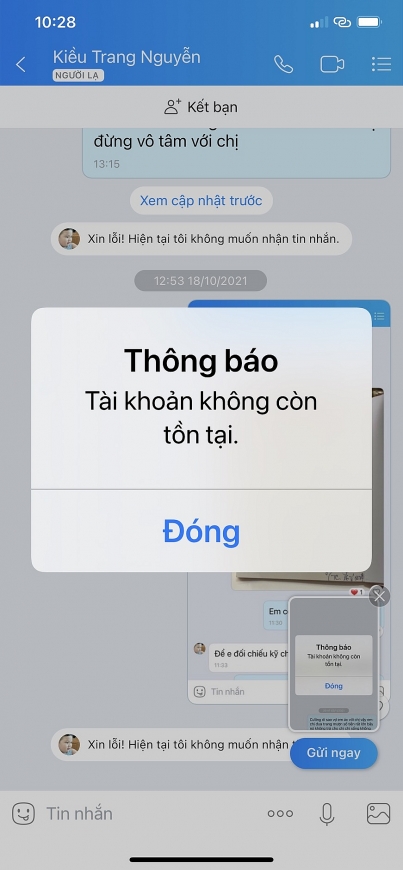 Bà Trang đã xóa tài khoản, chặn các liên lạc với các nạn nhân