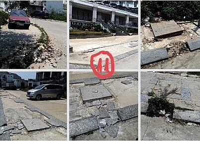 Điều khó tin nữa, vỉa hè lát đá trên hầu hết các tuyến đường đều bóng tróc từng mảng lớn… 