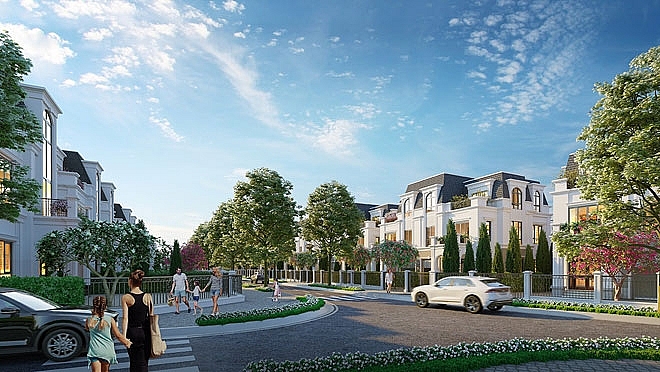 Thảo Viên Villas bố trí những hàng cây xanh mát và  thảm cỏ xanh mướt tạo bầu không khí trong lành mát mẻ