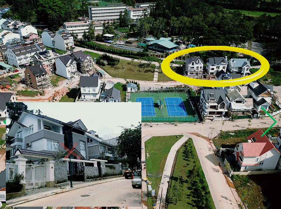 Biệt thự 2 mặt tiền của ông Hòa, em trai Bí thư Tỉnh ủy Nguyễn Xuân Tiến (giữa vòng vàng) khi chưa hoàn thiện