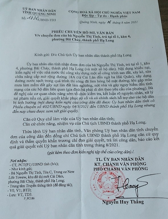 Các văn bản trả lời của Ban Nội chính Tỉnh ủy Quảng Ninh và UBND tỉnh Quảng Ninh.