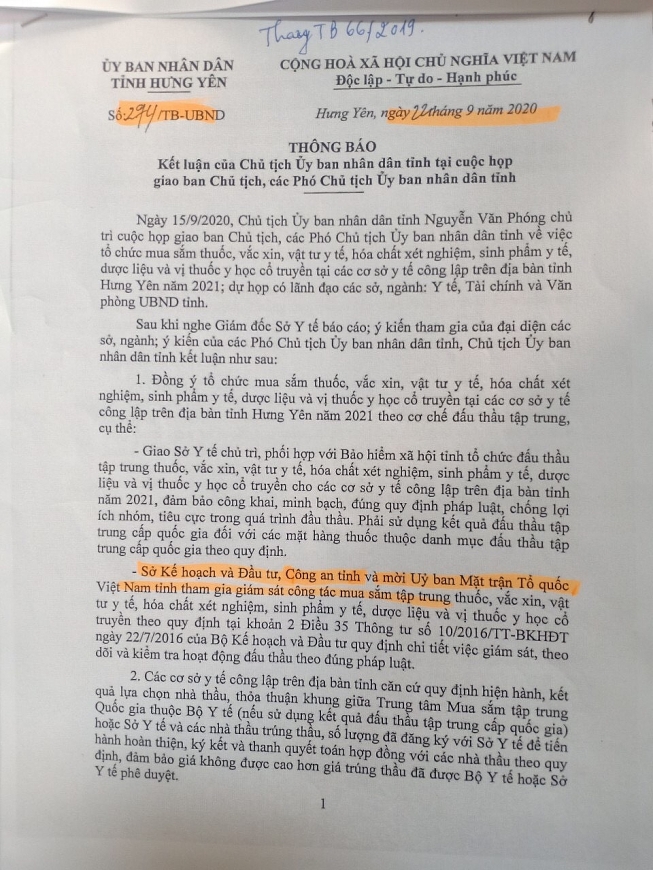 Liên quan đến việc đấu thầu mua sắm TTBYT tại BVĐK tỉnh Hưng Yên: Đúng quy định pháp luật!
