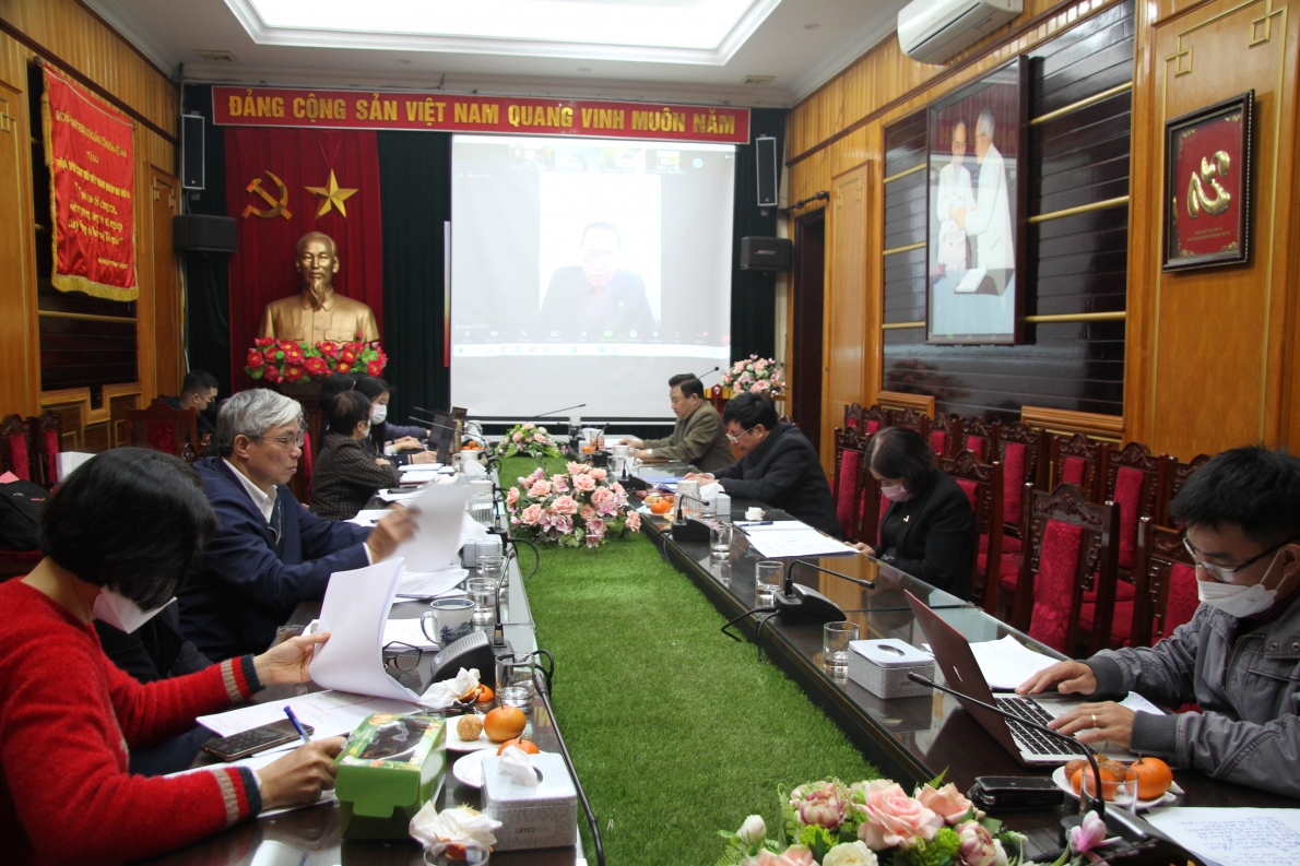 Quang cảnh cuộc họp tại điểm cầu Trung ương Hội