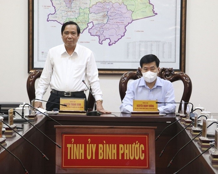 Chủ tịch Hội NCT Việt Nam Nguyễn Thanh Bình phát biểu tại buổi làm việc với Tỉnh ủy Bình Phước