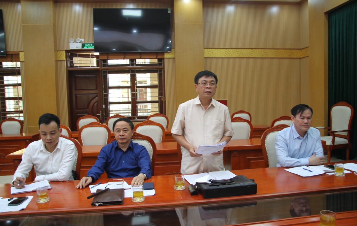 Bí thư Huyện ủy Lạng Giang Tạ Huy Cần phát biểu tại buổi làm việc với Trung ương Hội