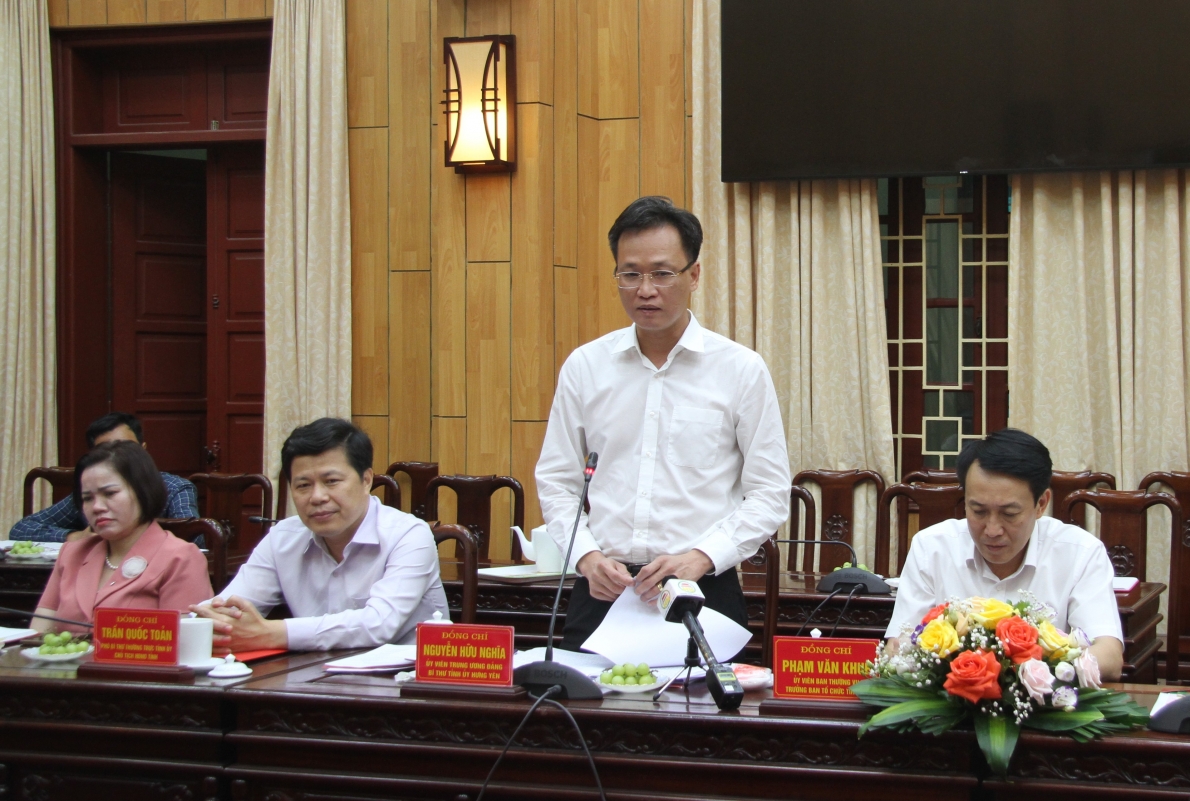Bí thư Tỉnh ủy Hưng Yên Nguyễn Hữu Nghĩa phát biểu tại buổi làm việc