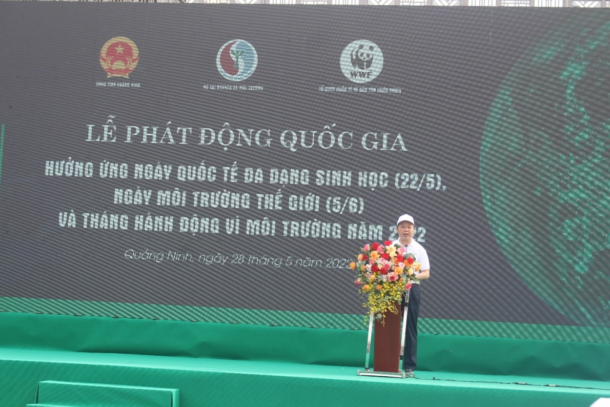 Bộ trưởng Bộ Tài nguyên và Môi trường Trần Hồng Hà phát biểu tại buổi lễ